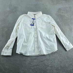 32° Heat Womens White Button-Up Long Sleeve Shirt L  NWT 3233